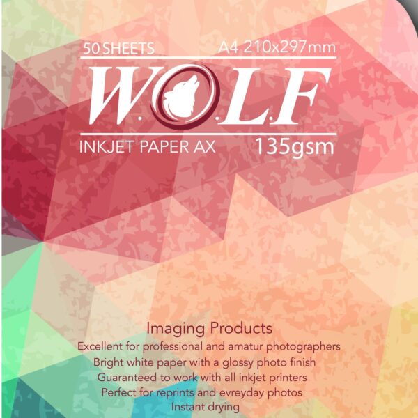 135 gram Wolf photogloss paper with adhesive backing